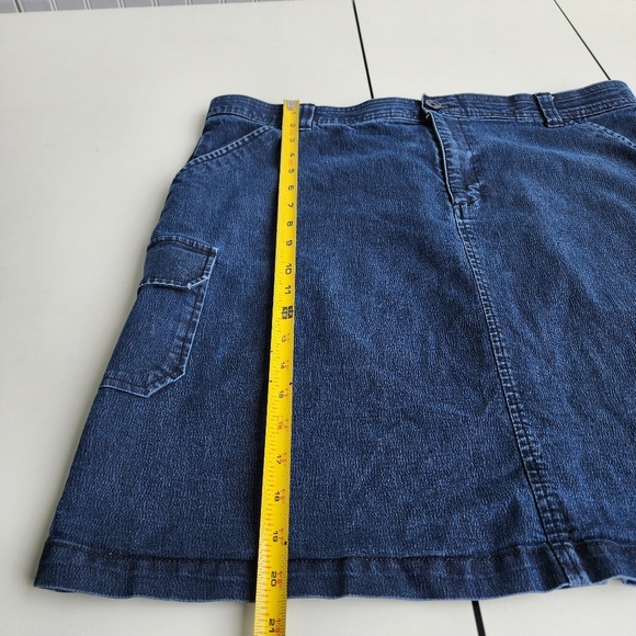 Riders by Lee Denim Jean Skirt Women's Blue Sz 18 Medium Cargo Pockets Stretch - Picture 2 of 9